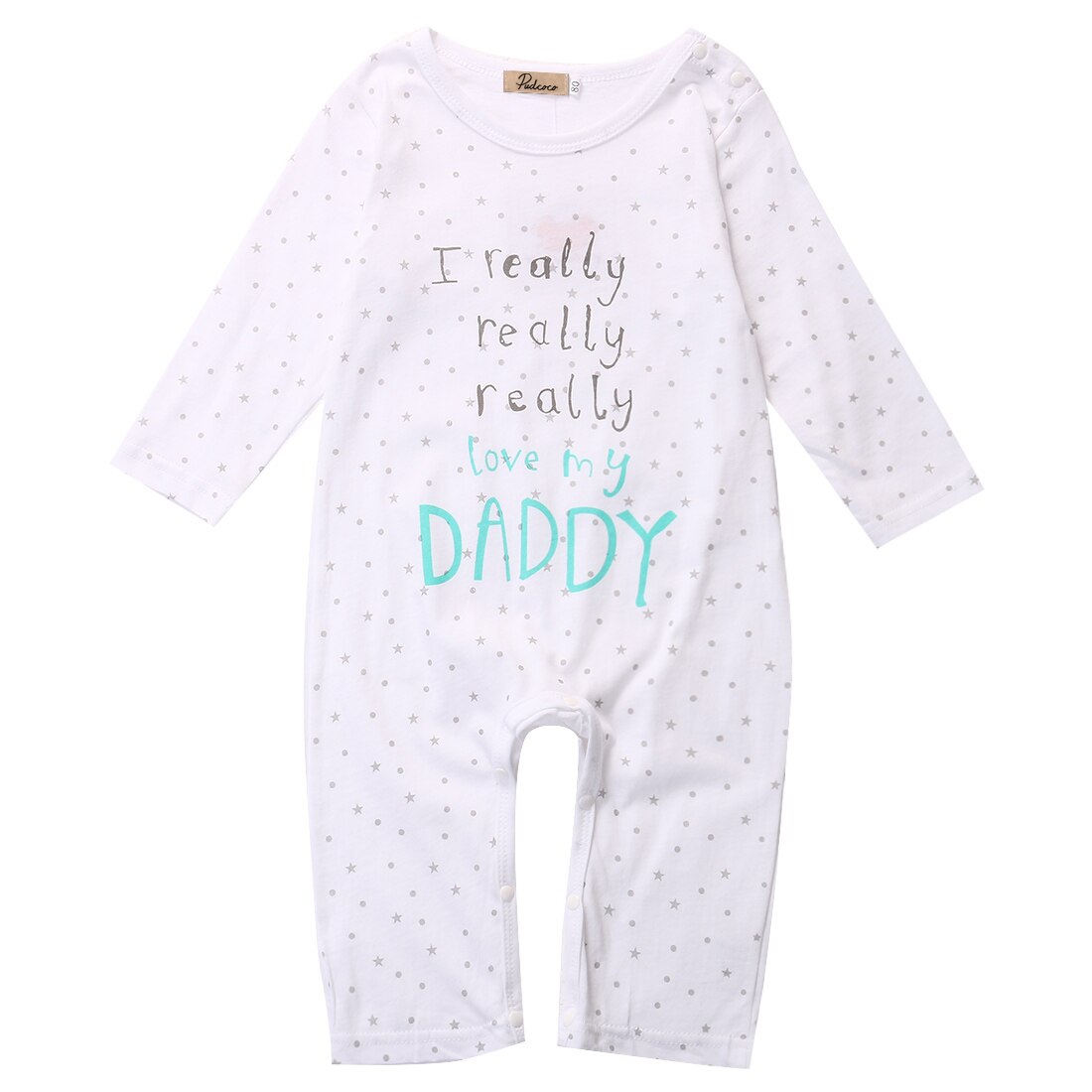 Mode pasgeboren baby jongen meisje kleding lange mouwen Footies Jumpsuit leuke peuter kleding: I love Daddy / 18m