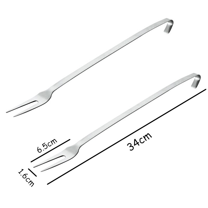 Roast Meat Fork BBQ Skewers Hook Handle Steak Forks Campfire Outdoor Stainless Steel Cooking Tools Meat Claw BBQ Accesories 2pc: Default Title
