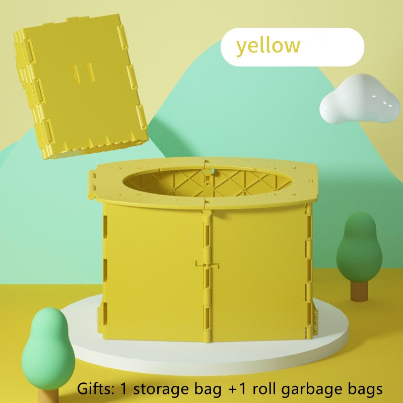 Draagbare Wc Vouwen Commode Toiletbril Porta Potje Auto Toilet Wasbare Stevige Compact Toilet Voor Camping Camping Apparatuur: Yellow with 2 Gifts