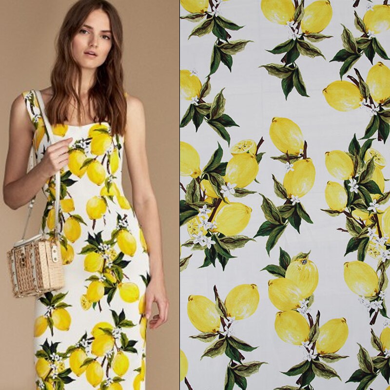 3 colors lemon vintage fabric Retro style fabric Calico Printed cotton fabric for DIY Bag 1 order=50cm*140cm