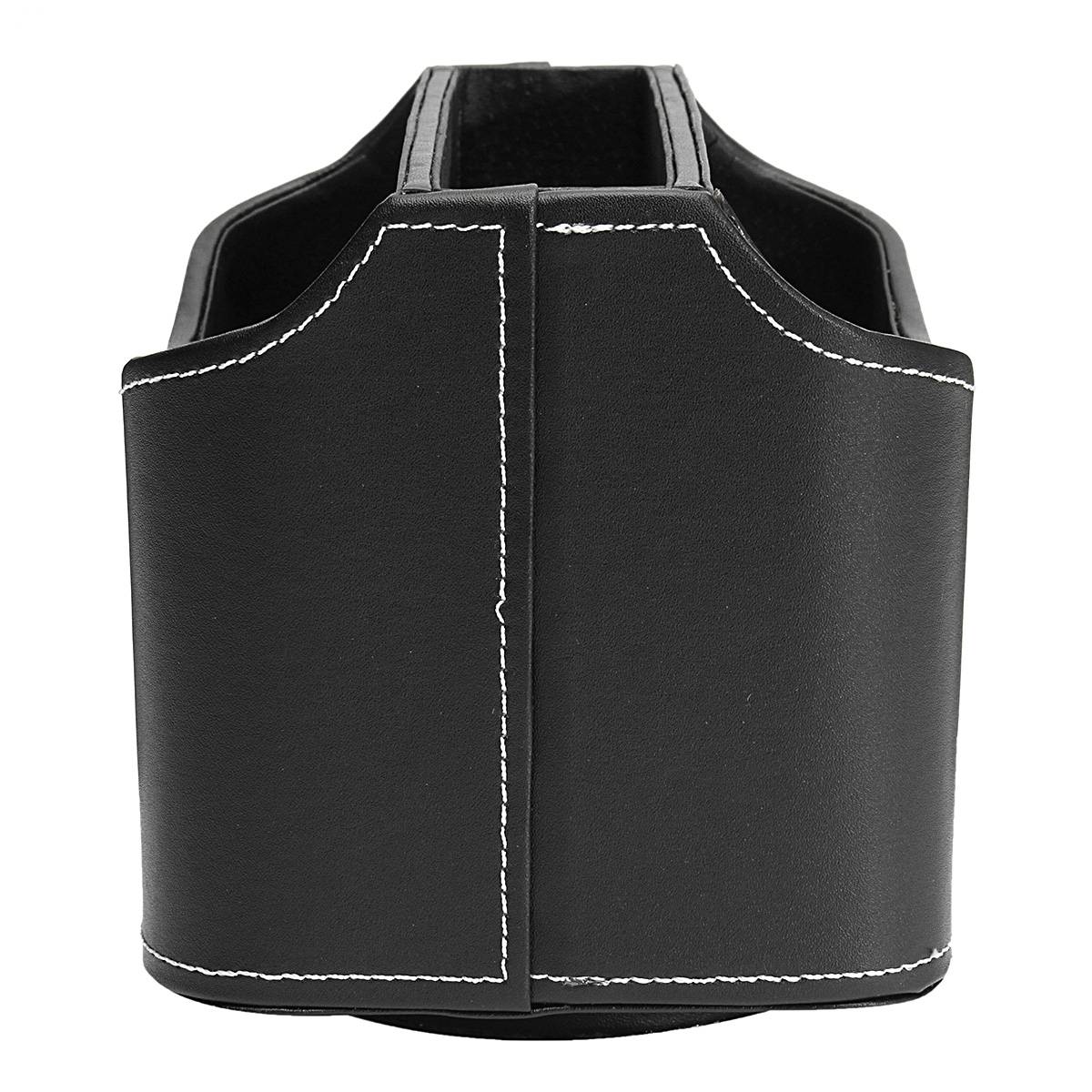 Black Remote Control Organizer Spinning Storage Holder Caddy Couch Leather TV