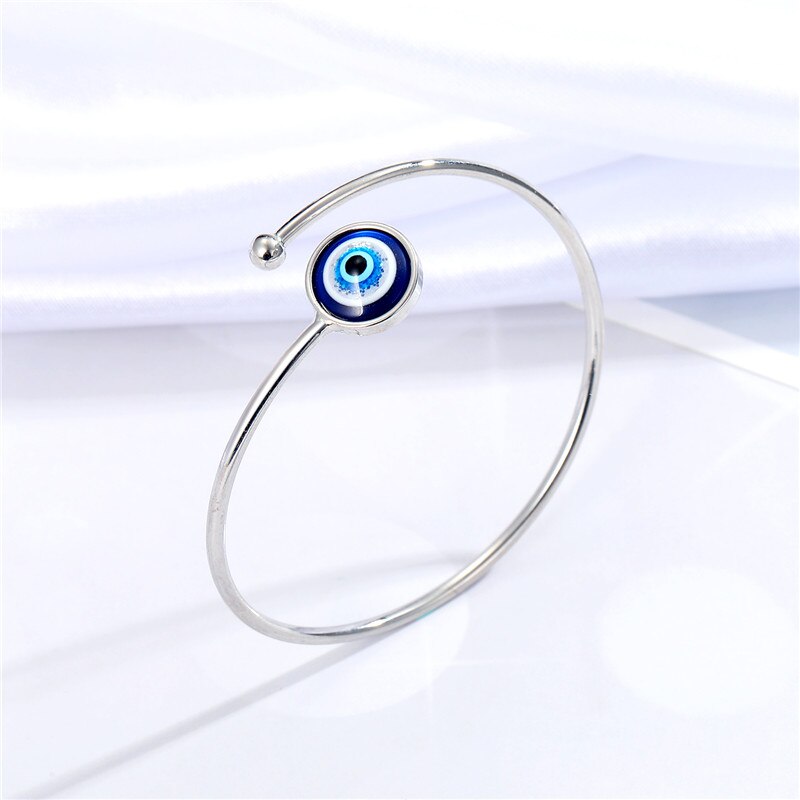 Bracelet porte-bonheur mauvais œil bleu pour femmes, 1 pièce, Vintage rond turc, ouvert, réglable, bijoux B41: yin lan yan