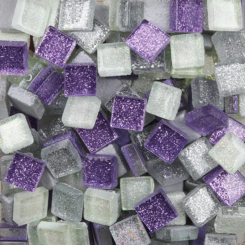 50Stck Diy mischen Farbe funkeln Glas Mosaik Steine Mosaik Fliesen Glas Kiesel Handwerk Material Puzzle Für Diy Mosaik, Der 10*10mm: 7