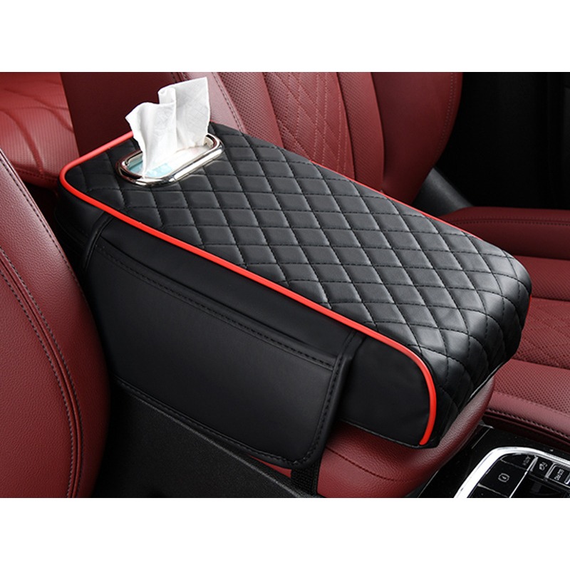 Auto-armsteun box pad verhoging universele pad Auto verhoging tissue opbergtas met zak Centrale kussensloop: green