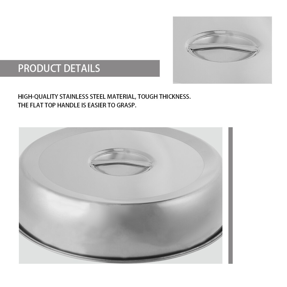 1Pc Stainless Lid Round Lid Universal Lid Pot and Pan Cover with Handle for Flat (Silver 24 CM)