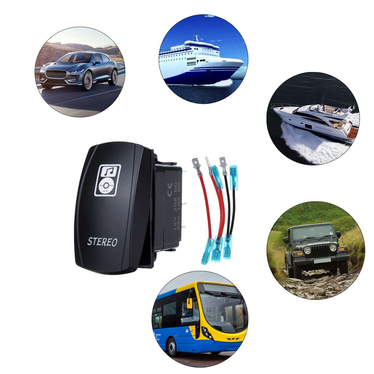 1pcs Universal 12V 24V Rocker Switch ON-OFF Dual Red LED Light Waterproof For Car Boat Bus RV