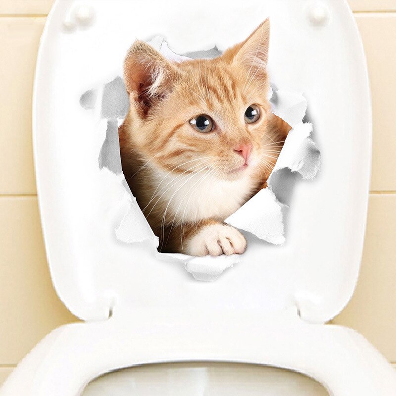 Cartoon Dier 3d Wc Stickers Op De Wc-bril Leuke Katten Pvc Muursticker Badkamer Koelkast Deur Decor Stickers Decals: B