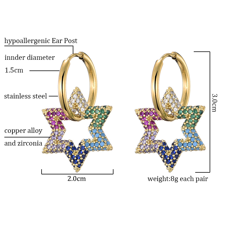 Lovbeafas Ster Ronde Roestvrijstalen Oorringen Voor Vrouwen Zirkonia Geometrische Gouden Kleur Bruiloft Elegante Sieraden