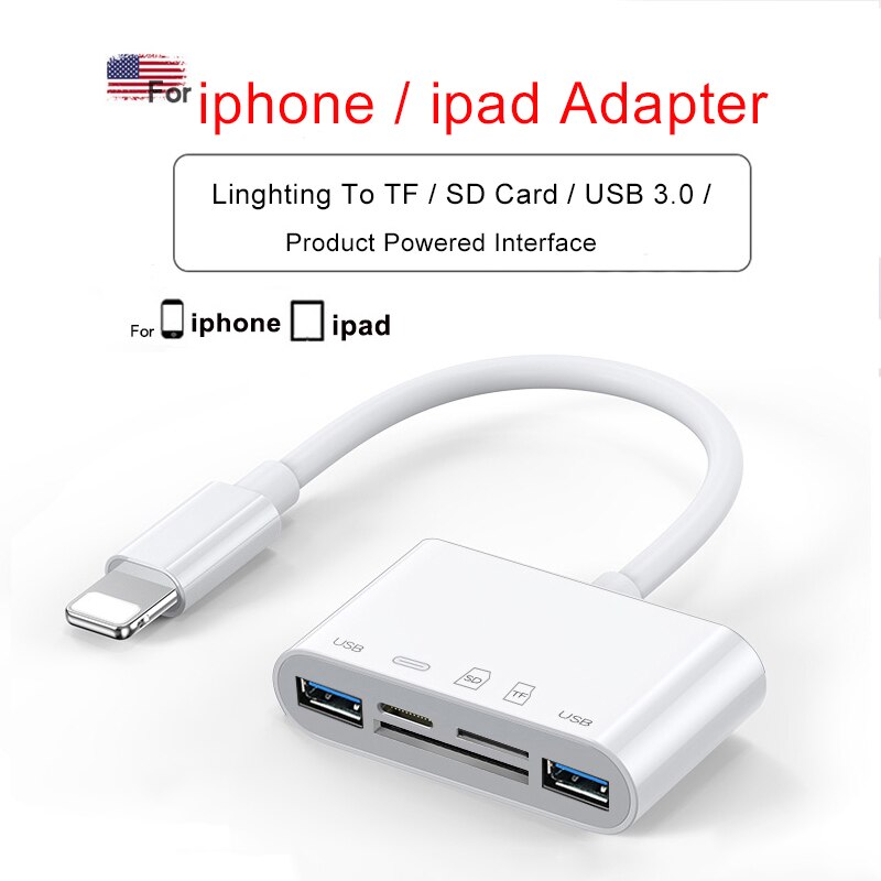 Otg Reader Voor Ios Naar Usb 3.0 Camera Adapter Mobiele Telefoon Accessoires Converter Voor Ipod Keyboard Ios 13 Connector: 1 ip 5