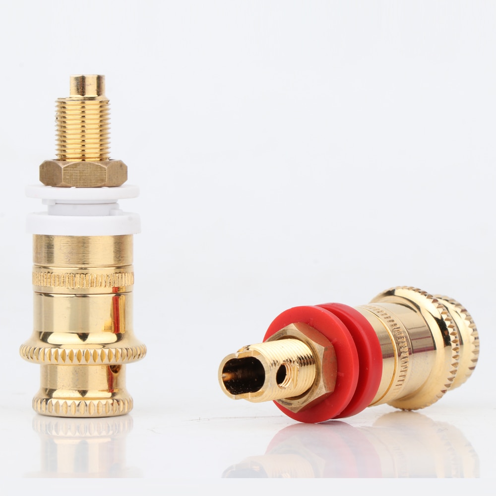 4Pcs BP1115 Gold Plated Speaker Binding Posts Terminal Connector Jack Loudspeaker Cable Soeckt