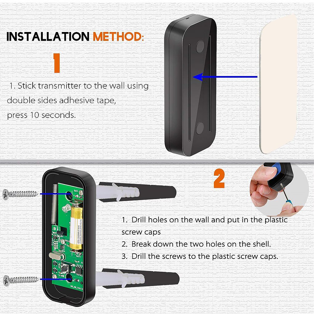 LED Wireless Doorbell Kit Outdoor Waterproof 55 Door Bell Chime 5 Volume Levels Receiver Remote Thuis Draadloze Oproep Bell