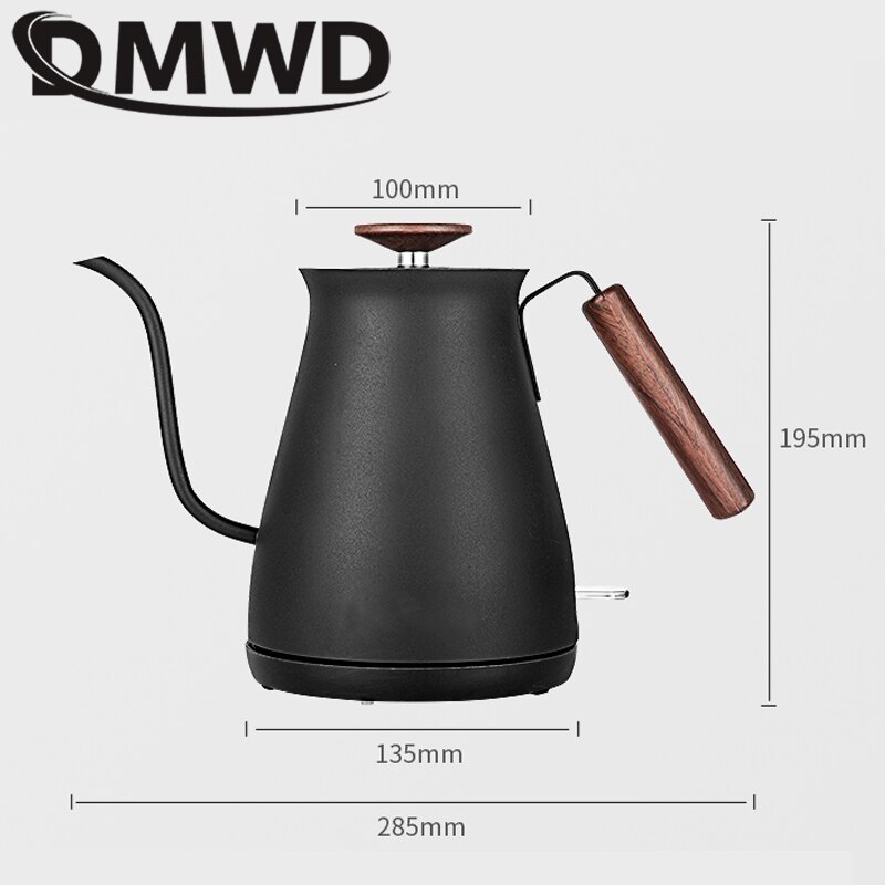 DMWD-hervidor de agua eléctrico para el hogar, tetera de acero inoxidable para hacer té, café a mano, calentador de agua de 1L