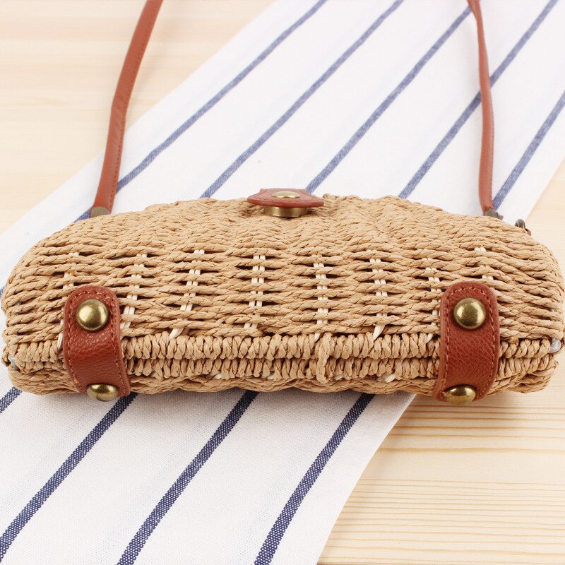 Small Fresh Messenger Woven Bag Beach Bag Sen Semi-circular Straw Woven Bag Vacation Photo Female Bag Handbags for Women