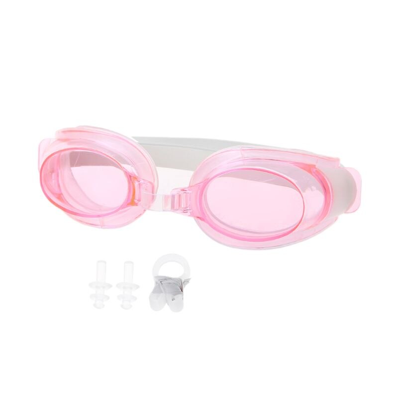 Kinderen Kids Tieners Verstelbare Zwembril Swim Eyewear Bril Brillen Sport Badmode W/Oordoppen & Nose Clip: PINK