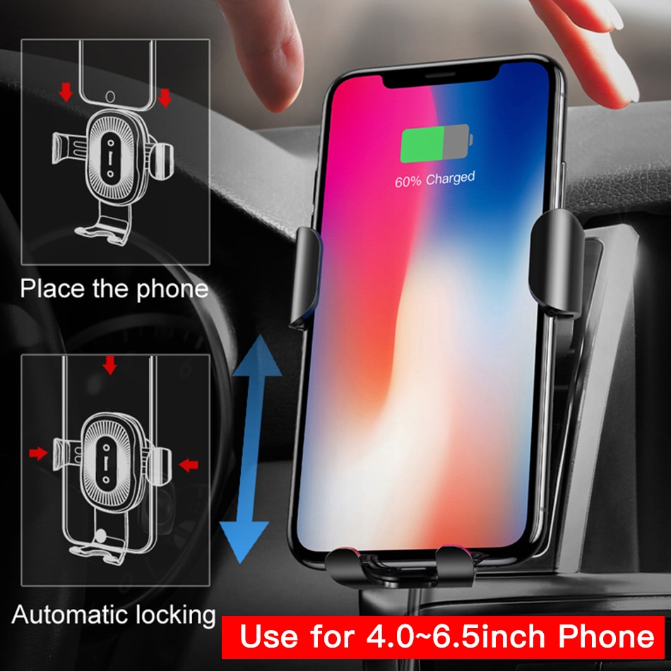 Baseus Qi Wireless Car Charger For Smart Phone Car Wireless Charger 10W Fast Charging Car Air Vent Mount Phone Holder