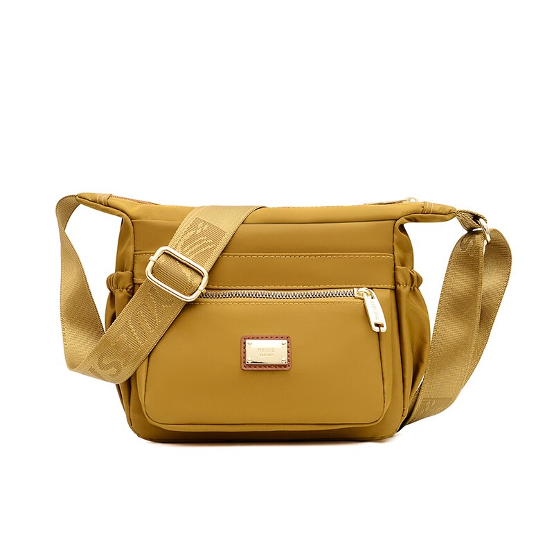 Vrouwen Nylon Solid Handtassen Rits Shell Tassen Reizen Solid Casual Tote Crossbody Bag Vrouwelijke Schoudertas: YELLOW