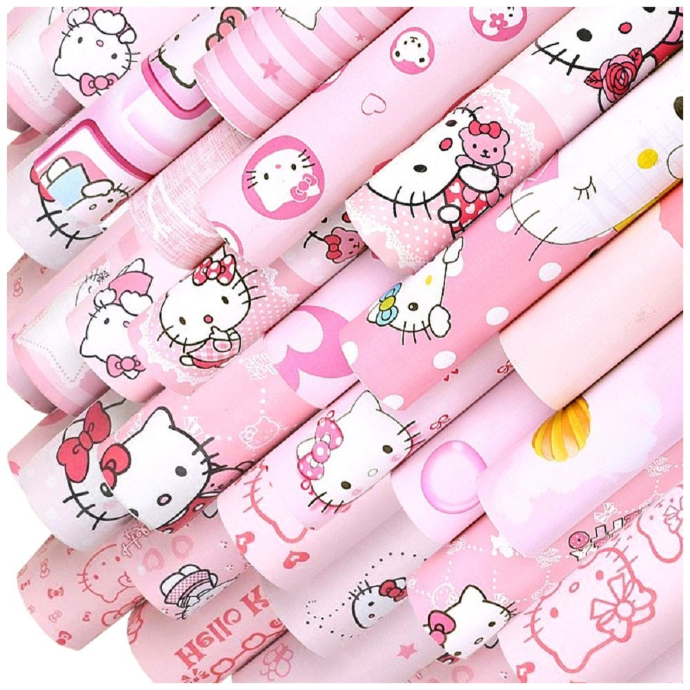 45 CM X 1000 CM HelloKitty Waterdichte PVC zelfklevende behang muurstickers woonkamer TV muur slaapkamer kids creatieve