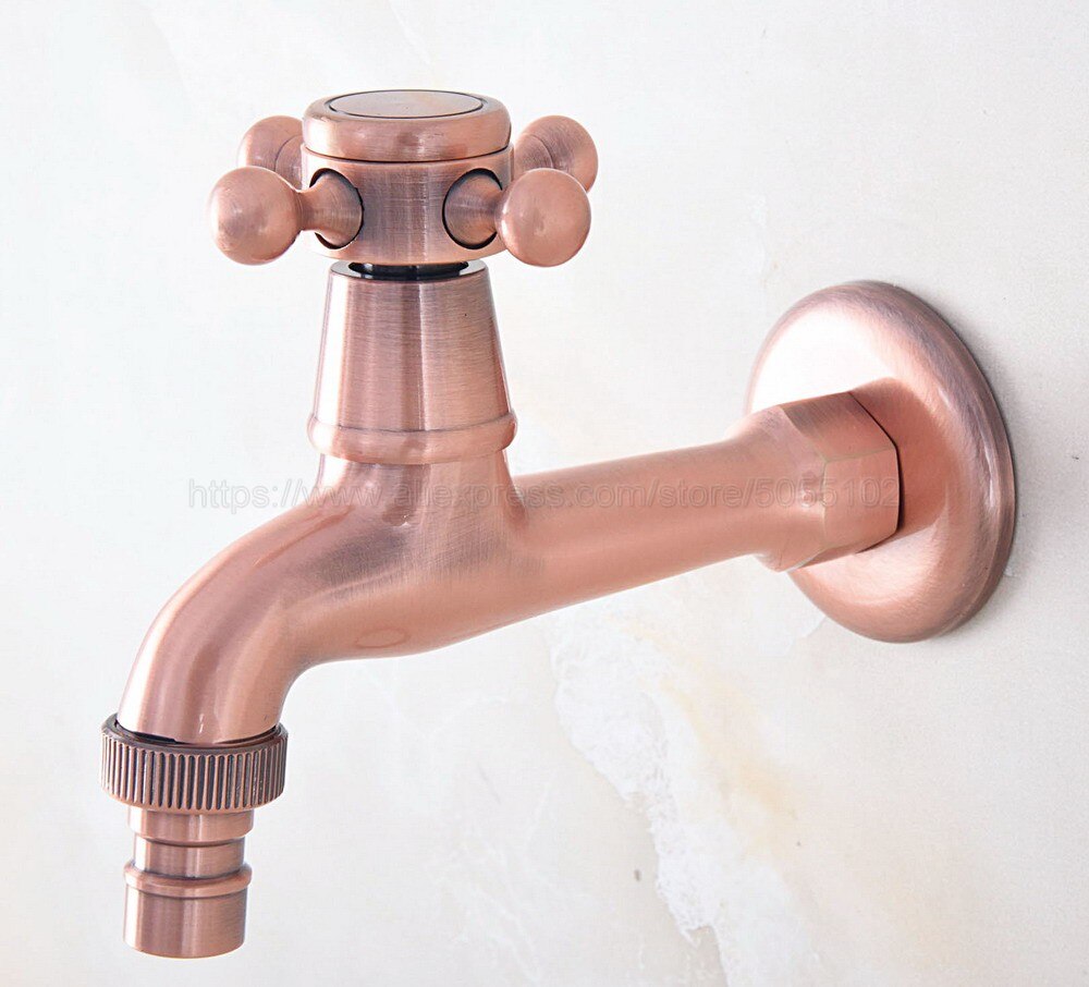 Antique Red Copper Single Cold Faucet/Washing Machine Tap Wall Mounted Bibcock Kitchen Sink Bathroom Basin Cold Tap zav323