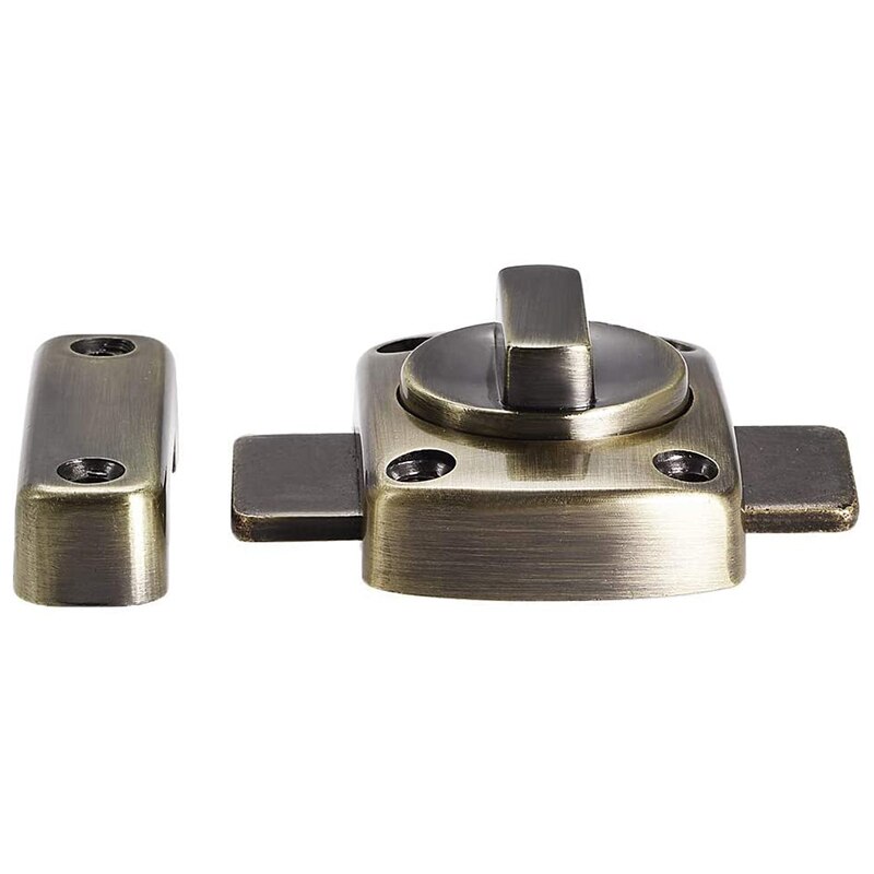 Swivel Bolt Latch, 1.5-Inch Zinc Alloy Security Door Sliding Lock, 2 Bronze Parts