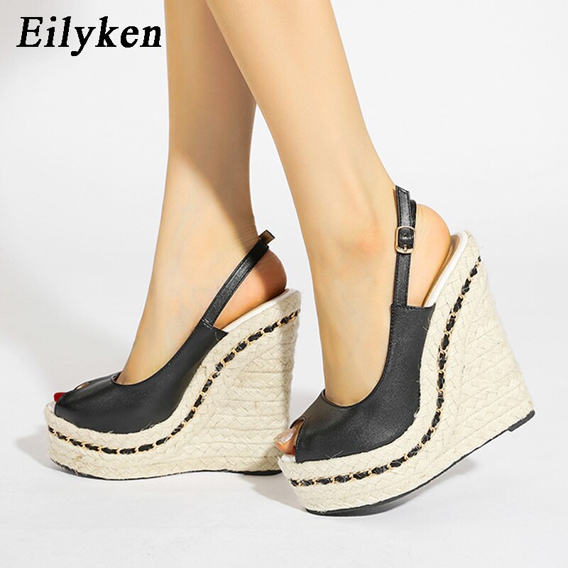 Eilyken Super Hoge Vrouwen Zomer Wig Sandalen Vrouwelijke Platform Mode Hoge Hak Sandalen Open Teen Dames Schoenen Maat 35-42