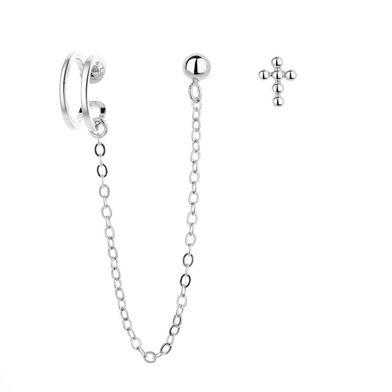 Todorova oormanchet met clip, ketting en kwastje, oorbel met kruis voor vrouwen, koreaanse zilveren sieraden, oormanchet voor vrouwen