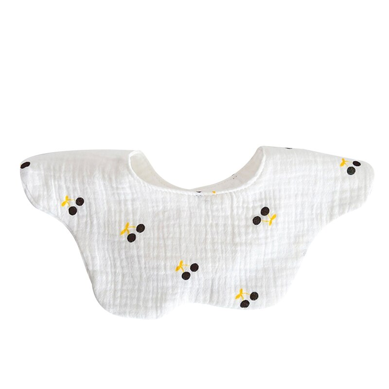 Cartoon Gedrukt Baby Bib Ronde Bloemblaadje Speeksel Handdoek Comfortabel Katoen Ademend: Black cherries