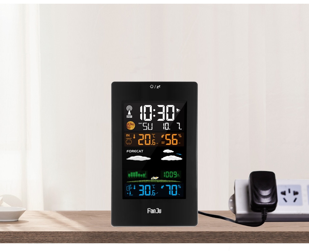 Digital Alarm Clock with Wireless Sensor Thermometer Hygrometer Table Desk Clock Weather Station LCD Calendar Display