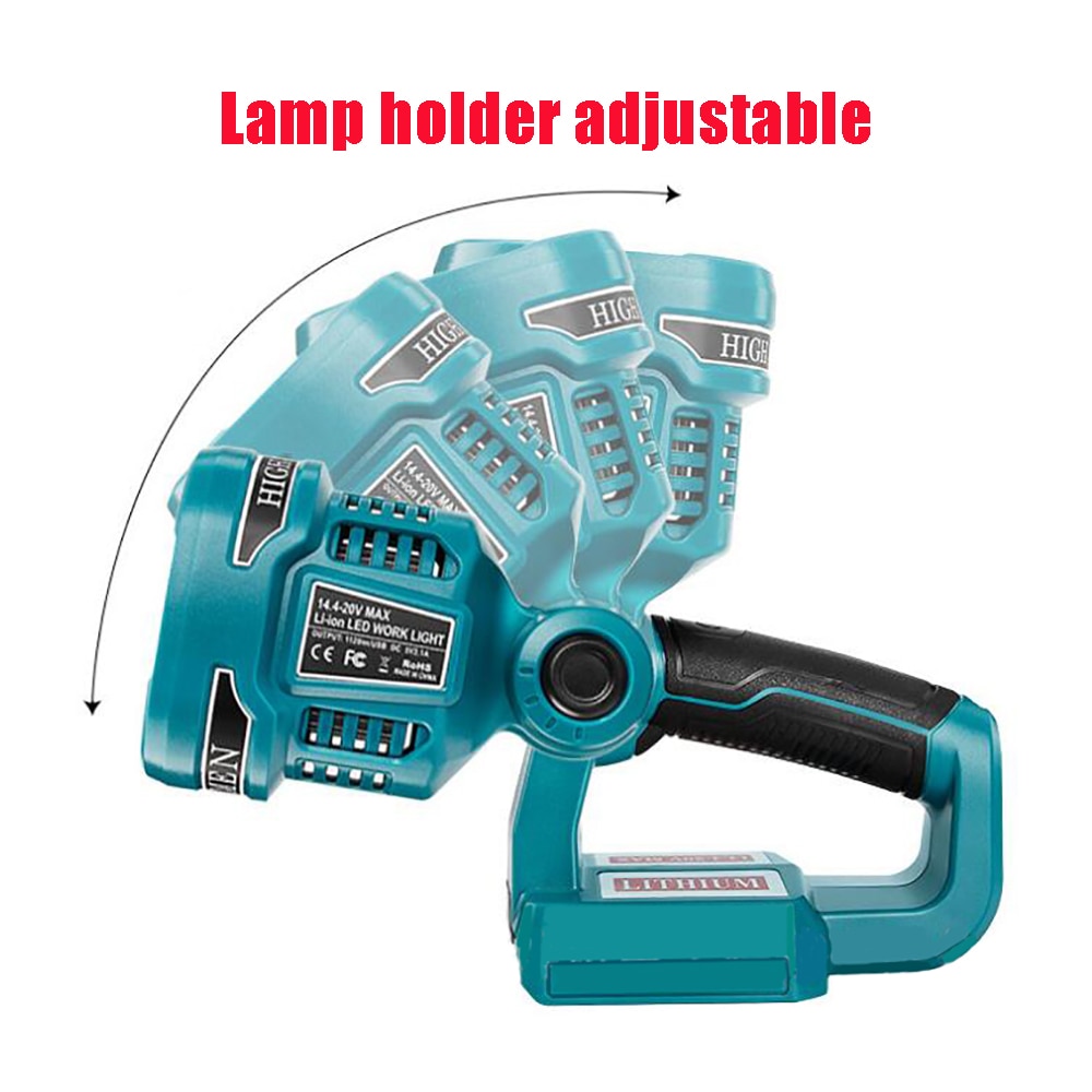 Portable LED avertissement Spot lumière lampe de travail lampe torche pour Makita Bosch 14.4V 18V Li-ion batterie BL1830 BL1430 BAT618 BAT614