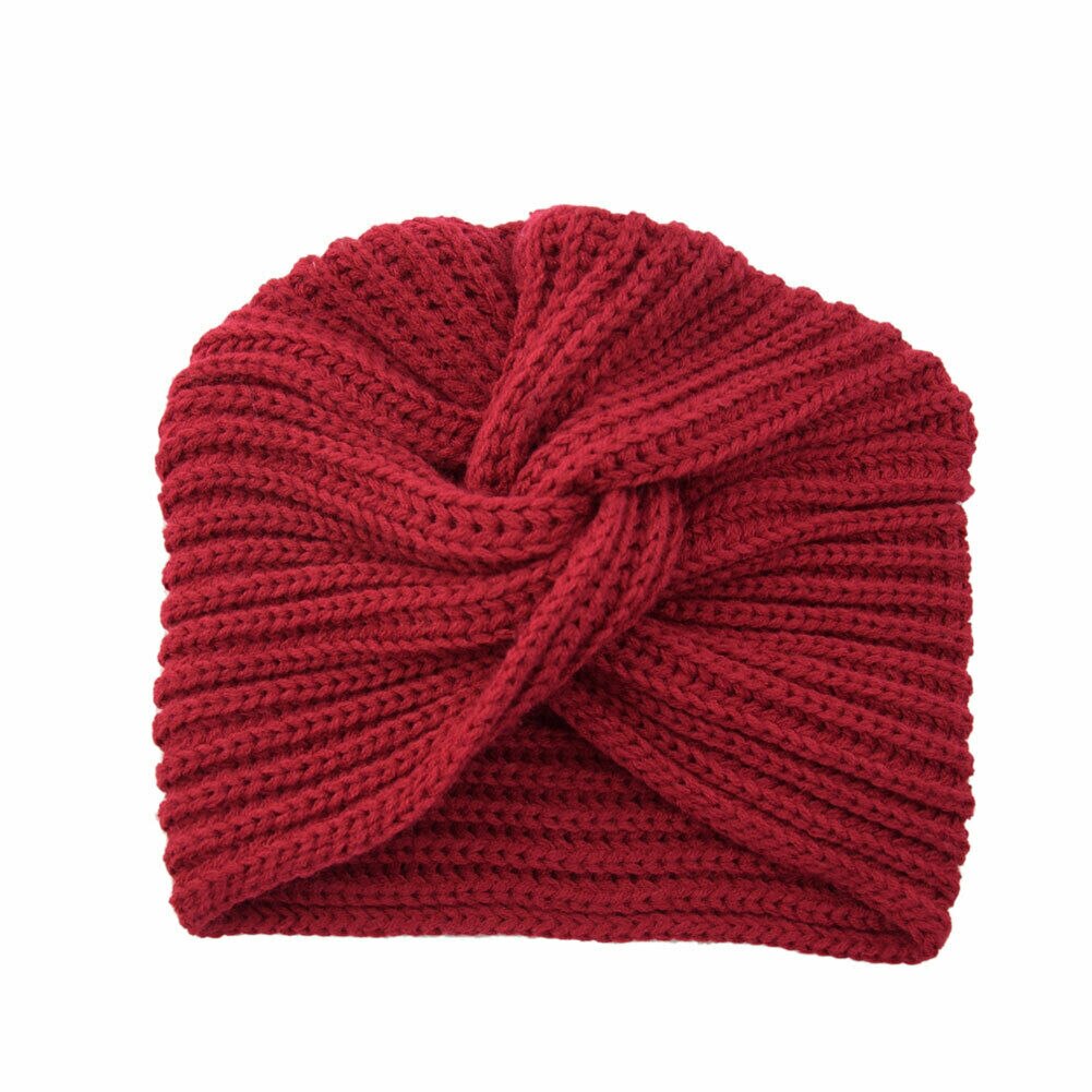 Fshion Women's Ladies Turban Hat Knitted Cap Spring Winter Headwrap Beanie Crochet Beige Black Gray Pink: Red