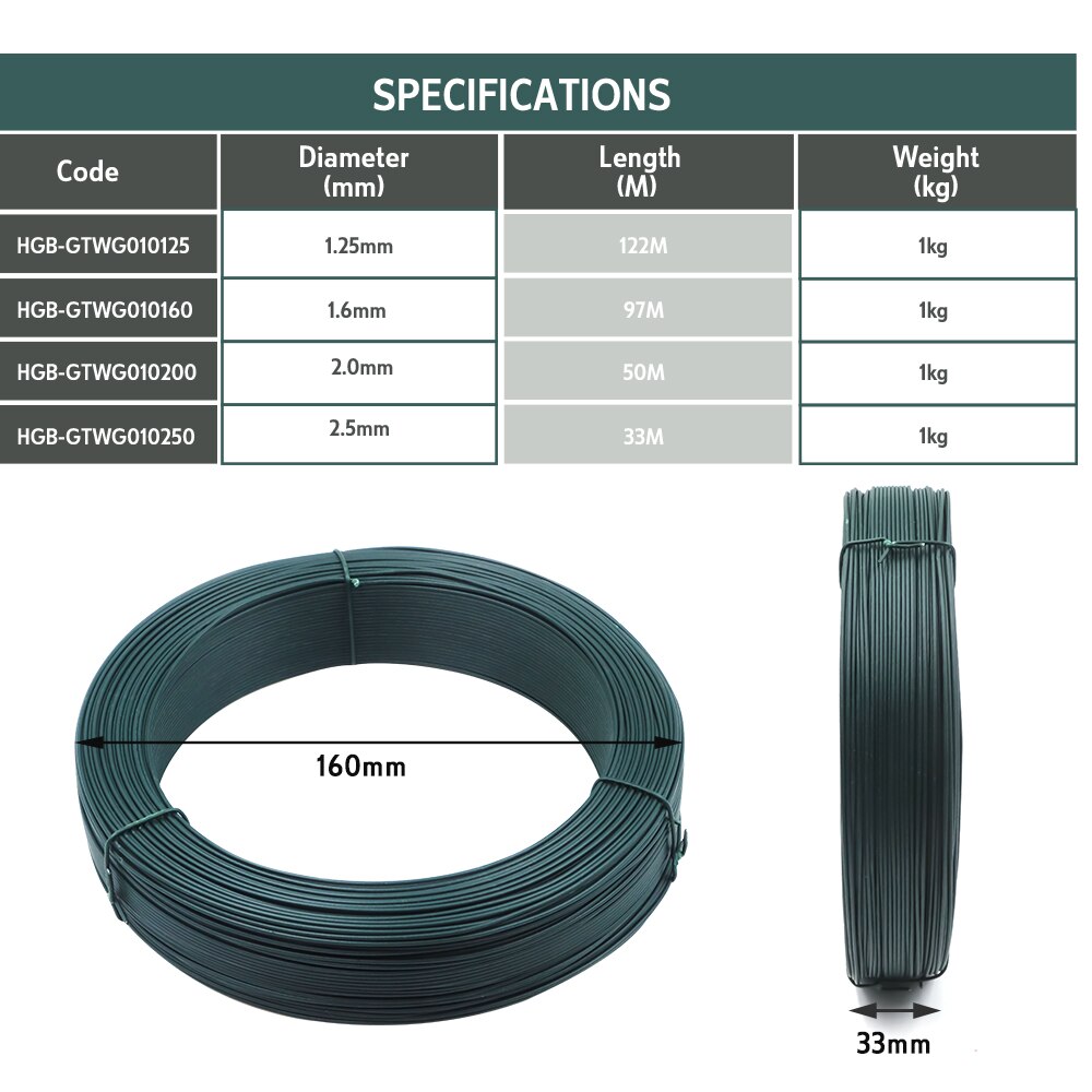 Giardino domestico filo di ferro supporto per piante verdi diametro rivestito in PVC 1.25mm 1.6mm 2mm 2.5mm 3mm confezione da 1kg forniture per bonsai linea sottile
