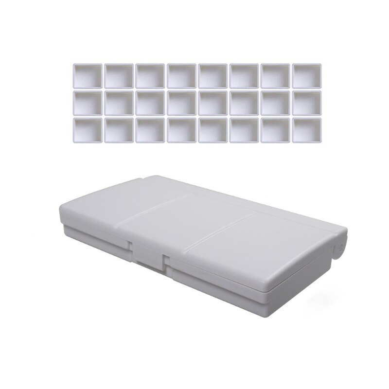 LX0B Paint Pallet Empty Watercolor Art Palette Cup Brush Oil Paint Mixing Tray Folding Airtight 12/24 Wells Box for Students