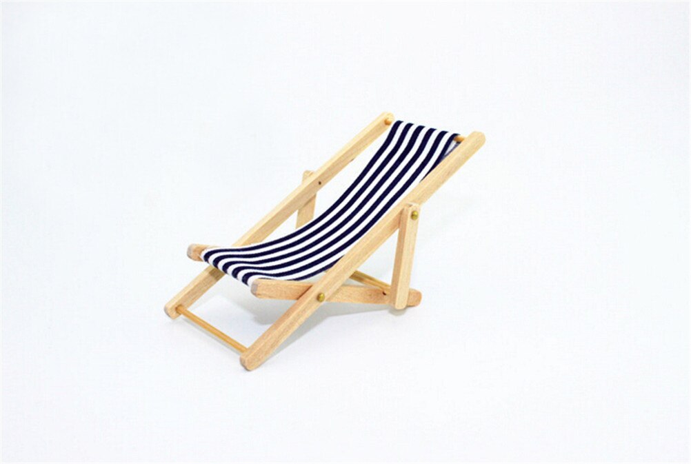 Silla plegable de madera a escala 1:12, casa de muñecas de playa para tumbona,: BL