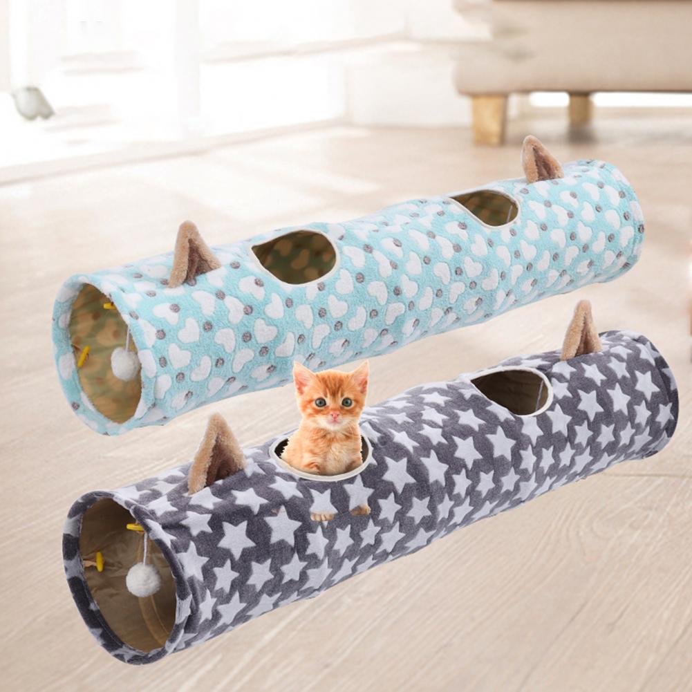 Easy Cleaning Kitty Tunnel Multiple Exits Plush Cat Warm Bed Nest Cat Toy Cat Tunnel