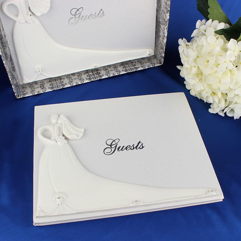 MeterMall Romantic Bride Groom White Wedding Signature Guest Books Engagement Anniversary Guestbook Album Party Decor Supplies