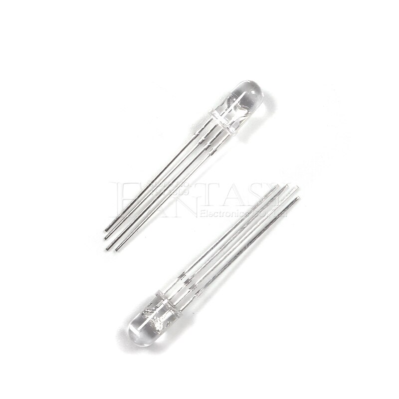 50pcs 5mm full-color LED RGB red, green and blue Four feet transparent highlight color Controllable seven lights Common anode