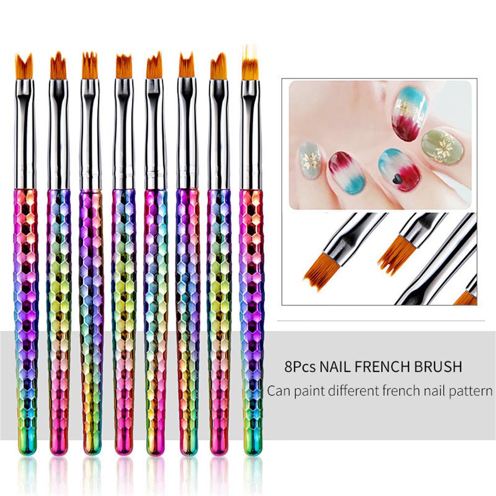 8Pcs Nail Bloei Bloem Nail Art Brush Pen Gel Uv Nail Schilderij Bloem Tekening Pen Acryl Gel Nail Schilderen borstel Liner Diy: 8Pcs