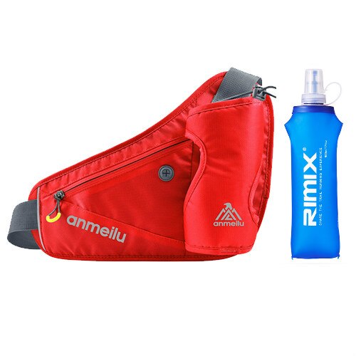 Femmes hommes en cours d'exécution sac de taille avec poche de bouteille d'eau Marathon Jogging ceinture d'hydratation bouteille d'eau hanche taille Pack: red  500ml bottle