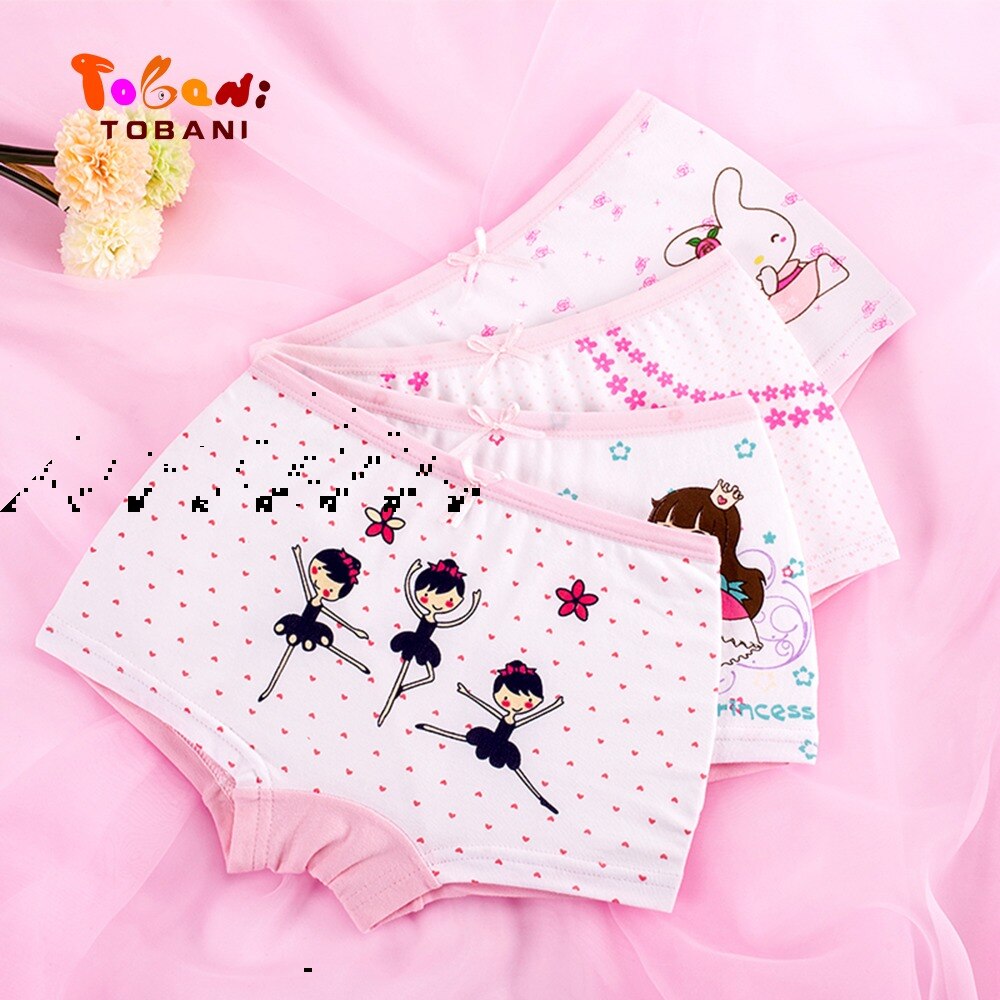 Sous-vêtements pour filles grands enfants | Culottes en coton, pantalons de fille quatre angles, shorts de bébé, Tobani 4 pièces