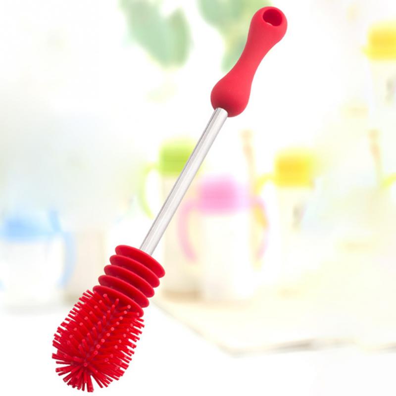 Silicone Cup Scrubbing Feeding-bottle Brush Long Handle Soft Sponge Baby Bottle Brush