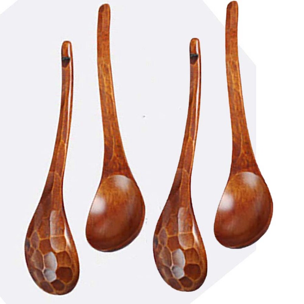 1/2/4PCS Wooden Spoon Turtle Shell Texture Durable Safe Practical Cooking Soup Pot Spoon Utensil for Restaurant: 4pc