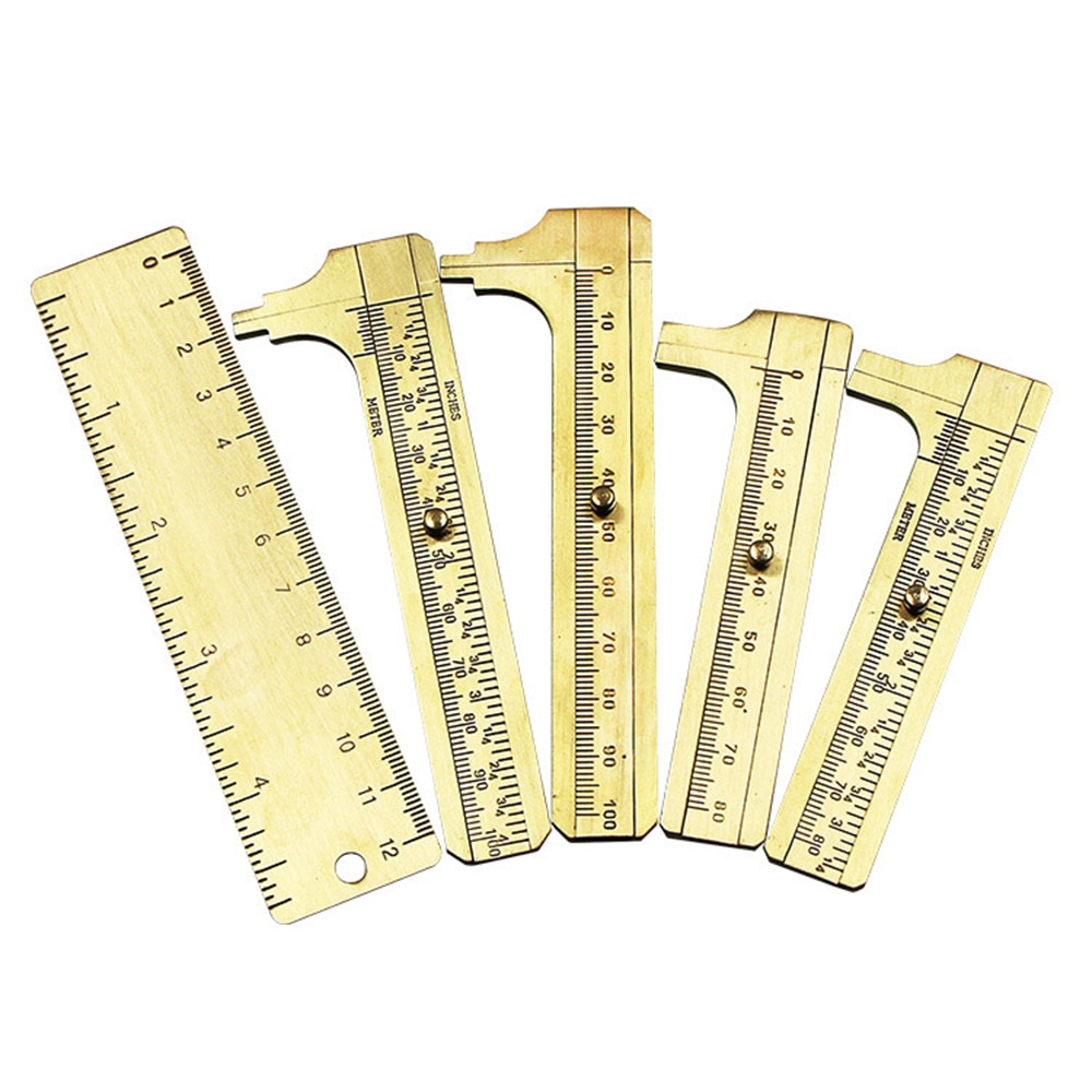 Metal measuring ruler Mini brass caliper pure copper vernier dual-scale portable retro Double scale Measuring Tools