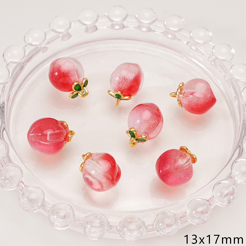 Abalorios de cristal de melocotón y fresa, colgante de fruta de imitación para pulseras Diy, llavero, collar, manualidades, materiales para hacer joyas, 2-5 uds.: Morado