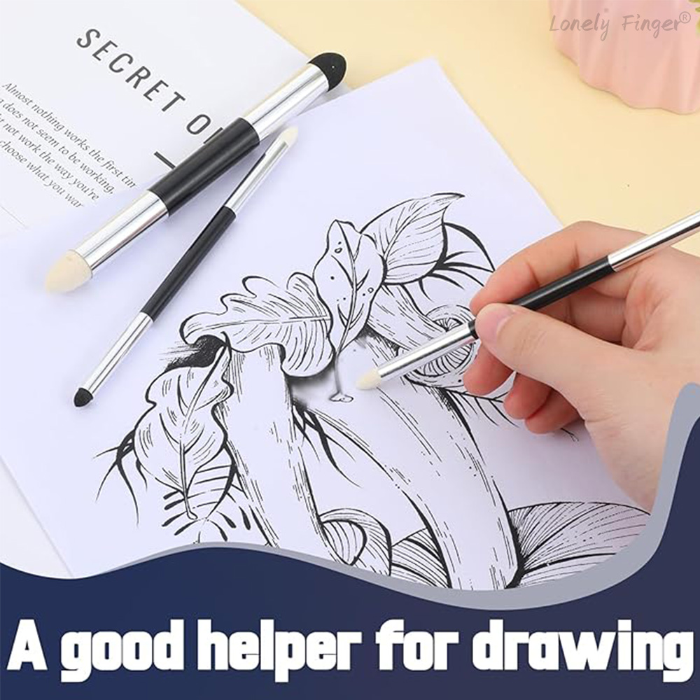 24 Stuks Kunstenaar Mengen Spons Pen 2 Maten Tweekoppige Wasbare Wrijven Spons Borstel Schets Veeg Tekening Art Tool voor Studenten