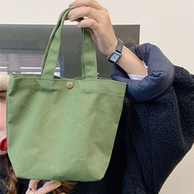 Outdoor tassen voor picknick snoepkleurige canvas tas lunchtas draagbare lunchbox tas met koperen gesp kampeergereedschapstas