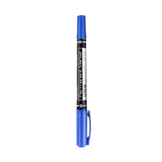 0.5/1mm Dual Double Tip Waterproof Pens Fast Dry Permanent Marker Environmental Ink two side smooth writing logistics: 1 PC BLUE