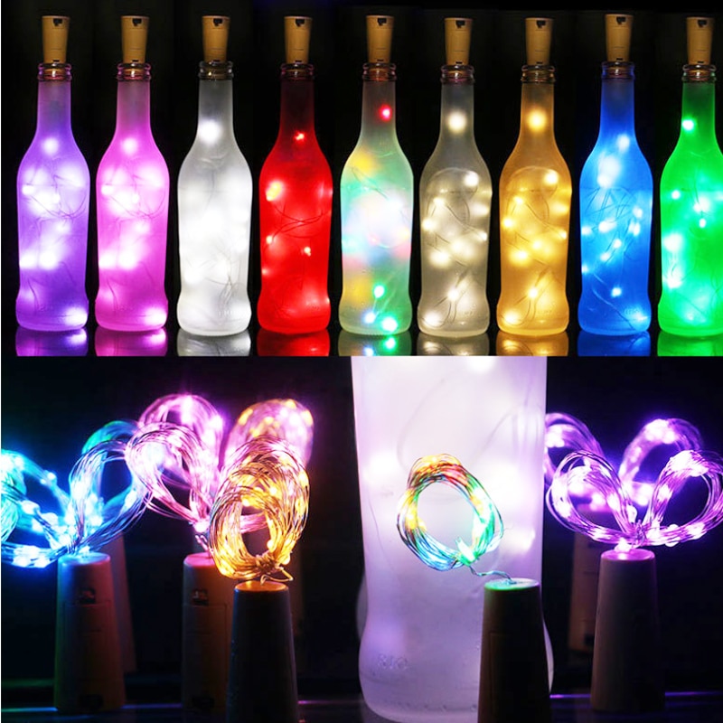 1M 2M Copper Wire Garland Bottle Stopper led fairy lights For Glass Craft LED string lights Wedding Christmas Birthday Decoratio