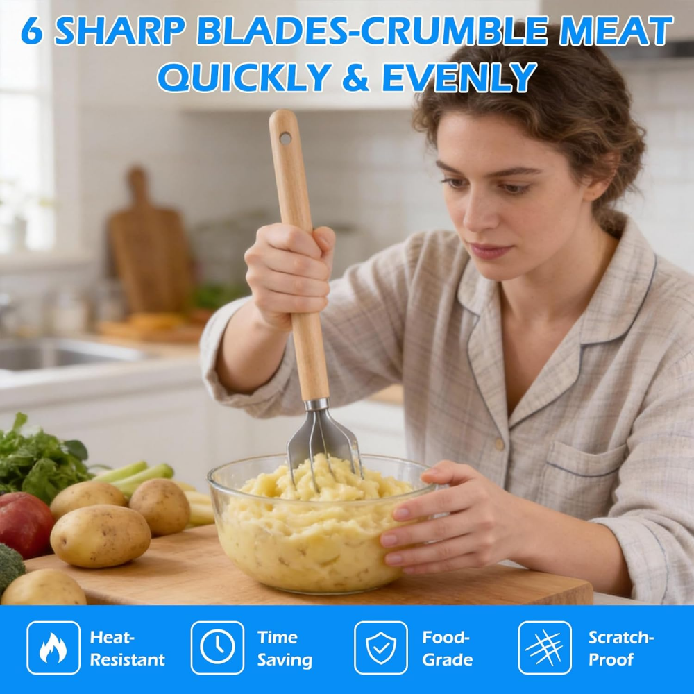 304 stainless steel meat cutter, 11 inches, hamburger meat grinder, suitable for kitchen cooking and potato puree making