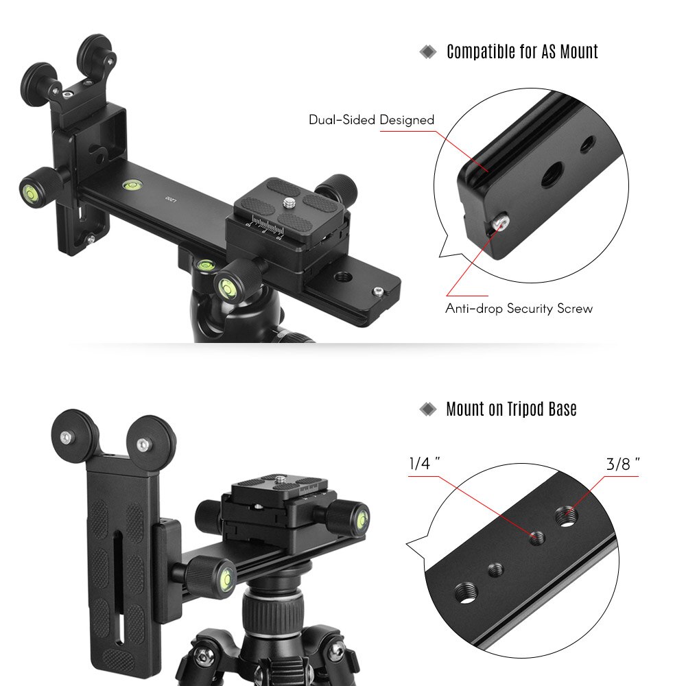 Andoer L200 Telelens Ondersteuning Lange Lens Houder Beugel Compatibel voor Arca-Swiss Sunwayfoto RRS Benro Kirk Markins Mount