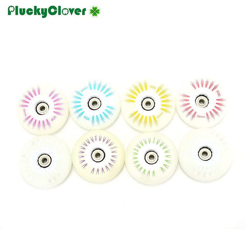 8pc Inline Schlittschuh Rad 72mm 76mm 80mm Blitz-Rolle Rad 90A SEBA Schlittschuh LED Licht Rolle Freistil Slalom Patines Blinkende Rad