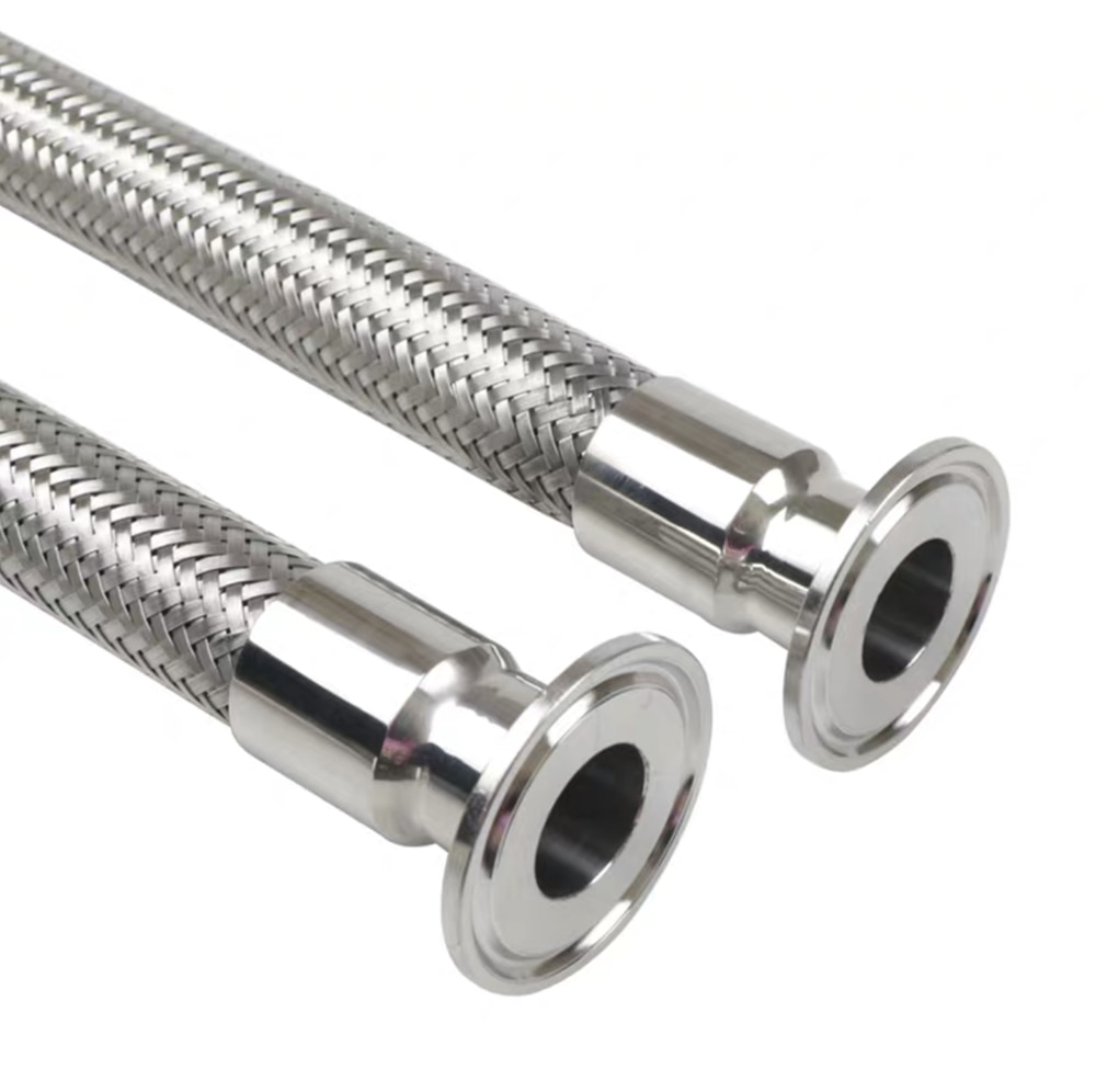 2.5" (63mm) OD77.5 Tri Clamp Braided Flexible Hose Length 500mm Sanitary Hose Stainless Steel 304